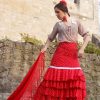 Red polka dot flamenco skirt with ruffles