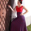 A-line flamenco skirt with polka dot print