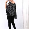 Tunic Blouse with fringes and polka dot print from back